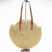 Load image into Gallery viewer, Round Straw Beach Bag
